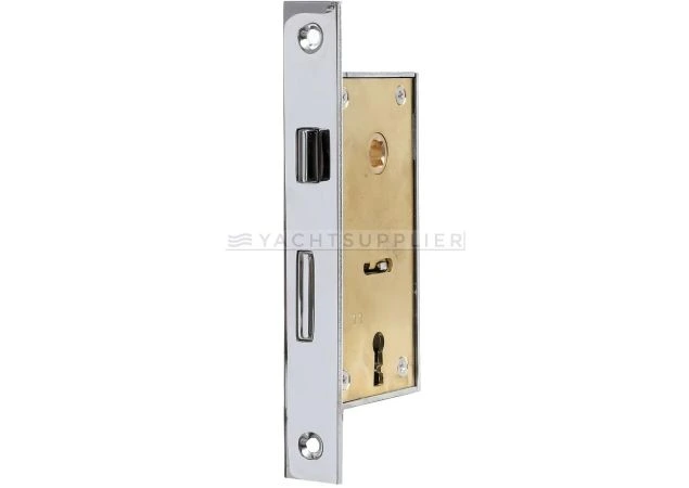 Insteekslot klein Klavier 30/7/55mm Din Rs, incl. 2 sleutels Messing mat chroom