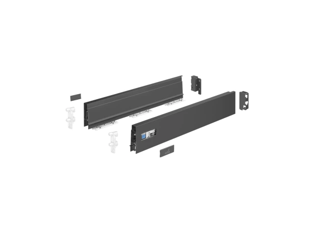 Hettich InnoTech Atira zijwanden set - Zijwandhoogte 70mm - Nominale lengte 470mm - Antraciet