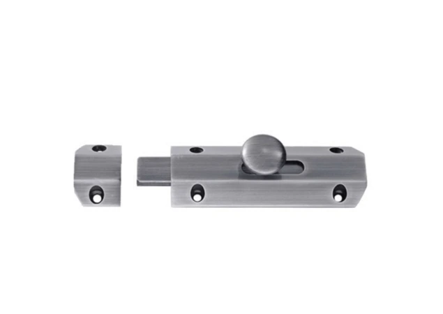 Profielschuif met veer - Messing - Messing mat verchroomd - 202x36mm - Inclusief sluitplaten - AQ83SC