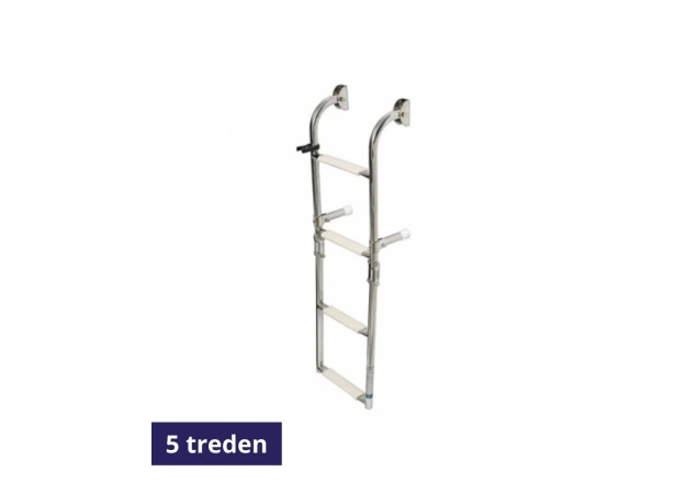 Zwemtrap opvouwbaar met boog arm bevestinging - 5 treden - lengte 1150mm - breedte 260mm