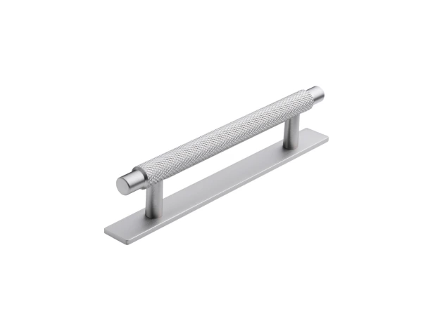 T-Greep met ruitstructuur en voetplaat - 182x14x128mm - RVS Look
