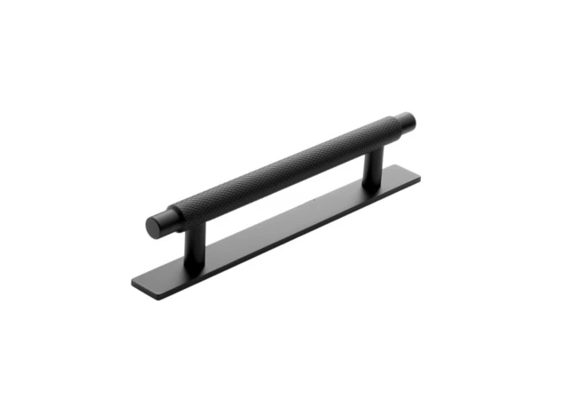 T-Greep met ruitstructuur en voetplaat - 182x14x128mm - Mat zwart