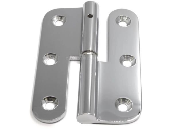 Paumelle ronde hoek 90x63mm Links Messing gepolijst chroom