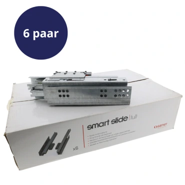 Samet ladegeleider volledig uittrekbaar push to open 600mm 40kg - 6 paar - Inclusief koppelingen