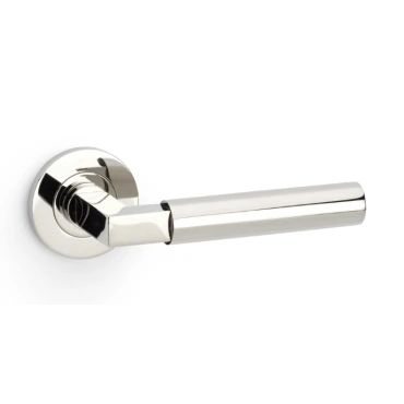 Deurkruk Plain 'Hurricane' - PVD Gepolijst nikkel - Rond rozet Ø50mm