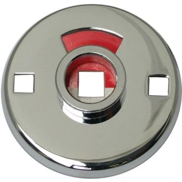 Rozet Wc tbv patentbouten 51mm rond buitenzijde met vrij/bezet signalering 7mm stift Messing gepolijst