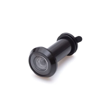 Deurspion messing zwart gelakt - Ø16mm - Voor deurdikte 36-60mm - Inclusief afsluitklepje - 200° zichtveld