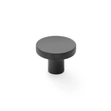 Meubelknop Knurled 'Hanover' - Mat zwart - Ø38mm