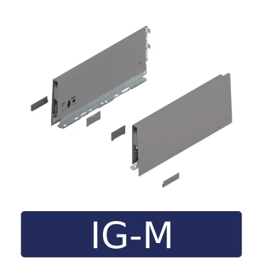 MERIVOBOX zijkant-set K-hoogte, R+L, 300mm Kleur: indium grijs