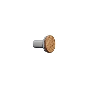 Meubelknop hout/metaal - Ø24mm - Hoogte: 28mm - Eiken/verchroomd