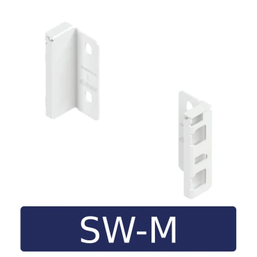 Rugwandhouder - set MERIVOBOX M-hoogte, L+R, voor houten rugwand Kleur: zijde wit