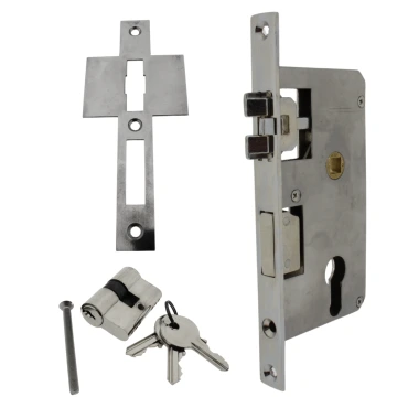 Insteekslot Profielcilinder dag en nacht Links Chroom inclusief sluitplaat