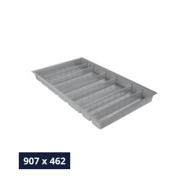 Bestekinzet Hettich OrgaTray 590 - Breedte 907 mm - Diepte 462 mm - Zilver